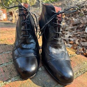 Prada Black Leather Lace-Up Ankle Boots